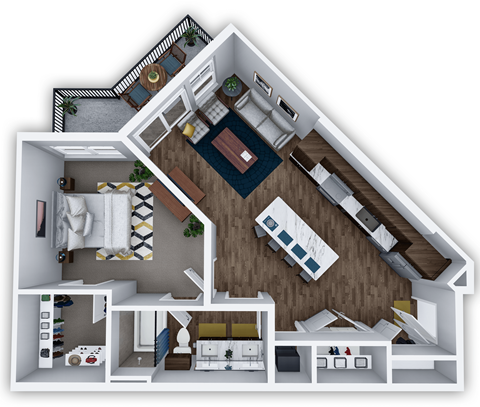 A1 1 bed 1 bath D at The Villas at Waterside, Lenexa, KS, 66214